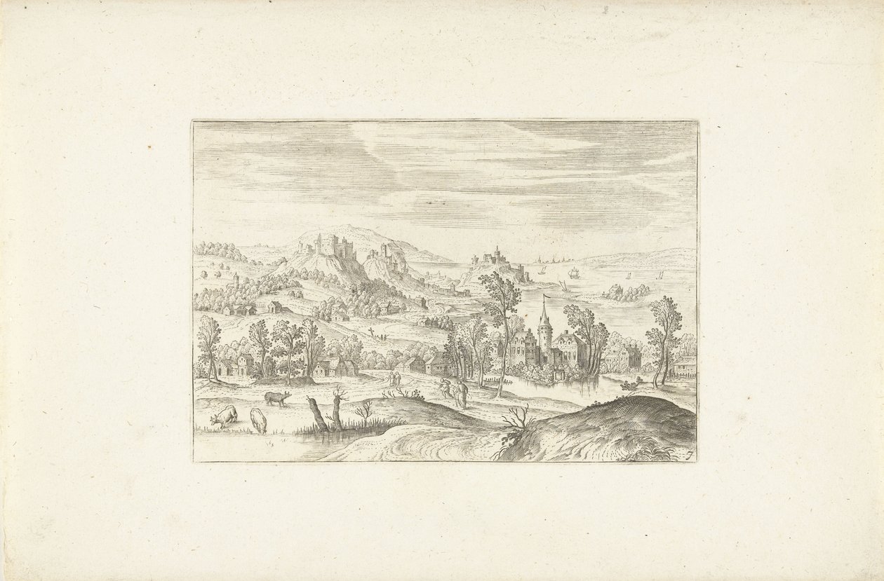 Landskab med et vandløb Landskaber omkring Antwerpen (serietitel) af Adriaen Collaert