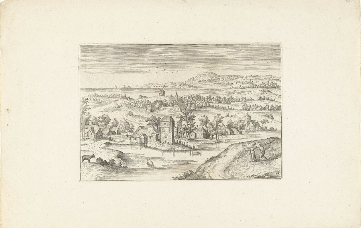 Landskab med stuehus Landskaber omkring Antwerpen (serietitel) af Adriaen Collaert