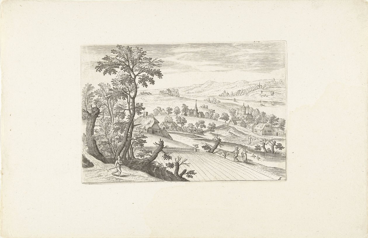 Landskab med en kornmark Landskaber omkring Antwerpen (serietitel) af Adriaen Collaert