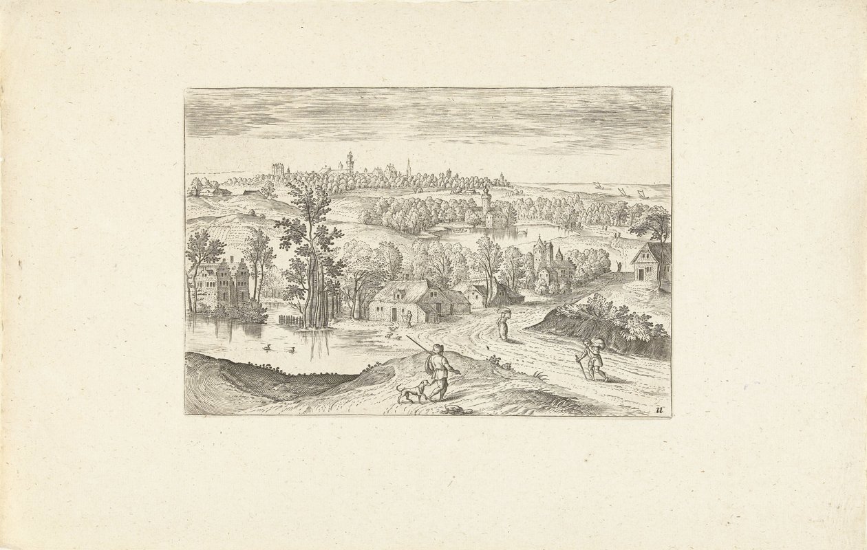 Landskab med en dam Landskaber omkring Antwerpen (serietitel) af Adriaen Collaert