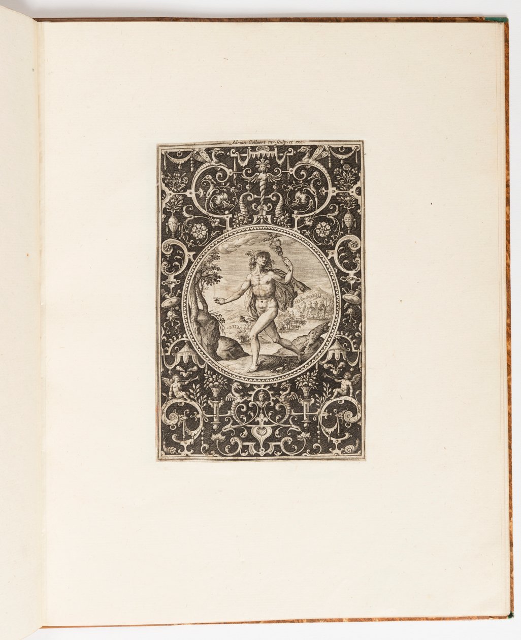 Mercury, tallerken fra en suite med 6 ornamentale designs med Judgment of Paris af Adriaen Collaert