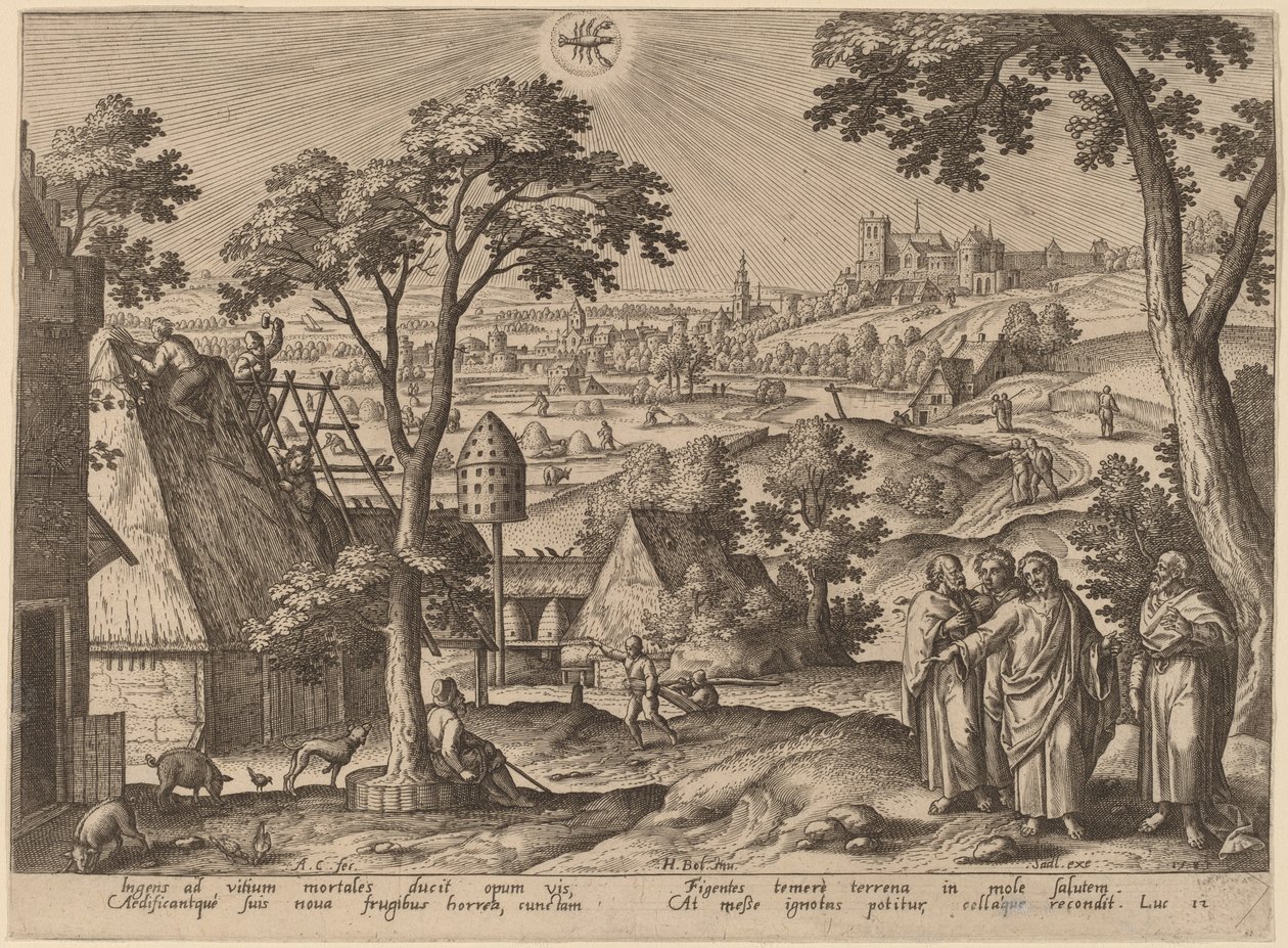 Lignelsen om den rige tåbe af Adriaen Collaert after Hans Bol