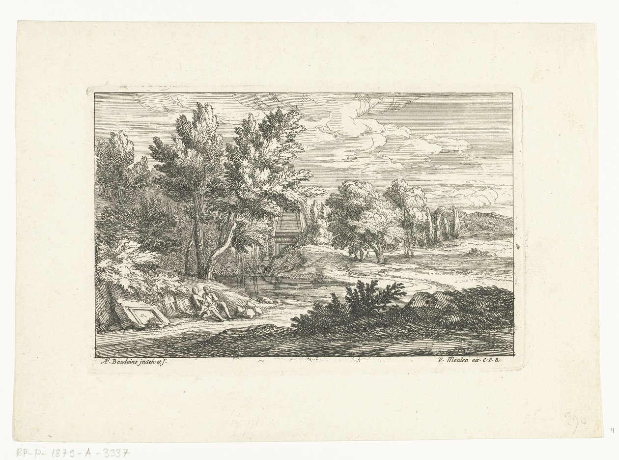 Landskab med begravelsesmonument af Adriaen Frans Boudewyns