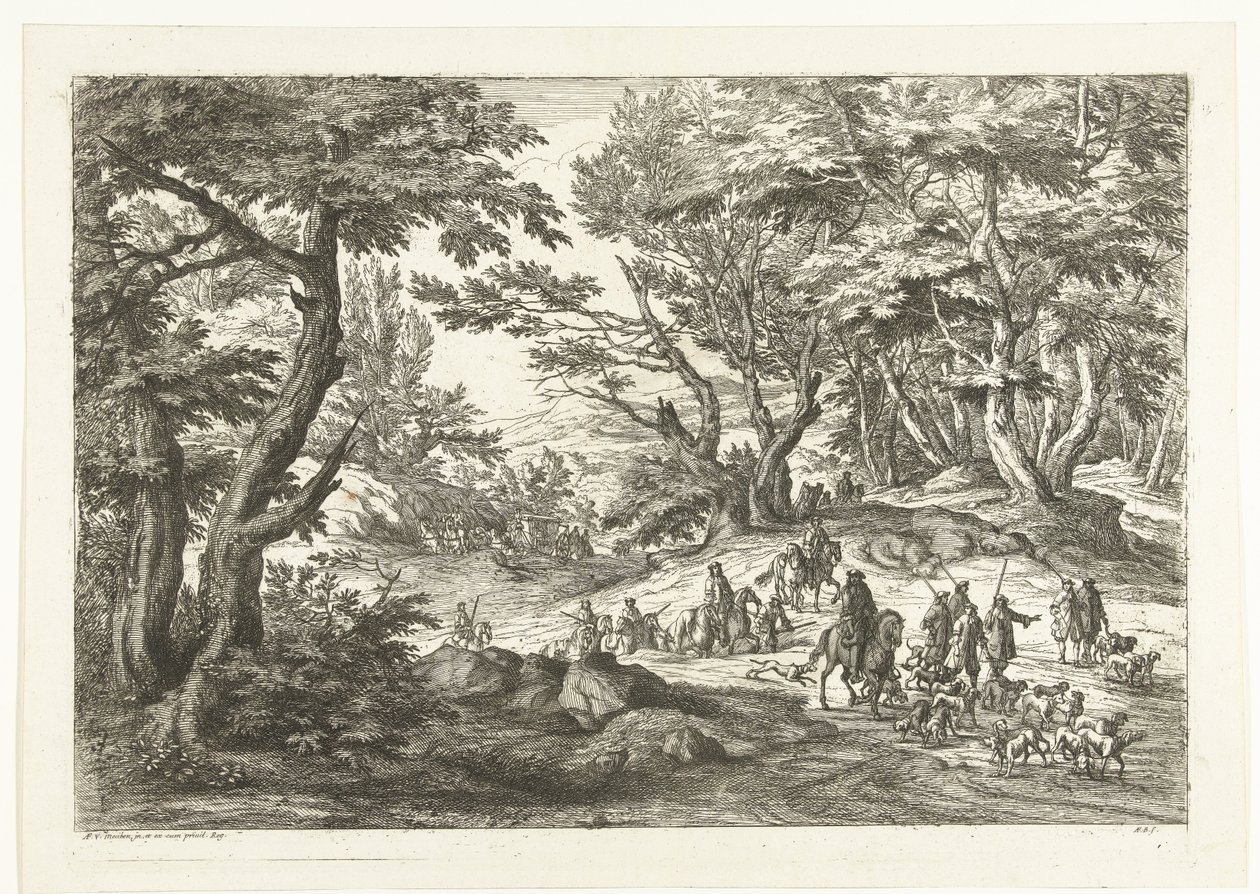 Landskab med jagtselskab Landskaber med jægere (serietitel) af Adriaen Frans Boudewyns