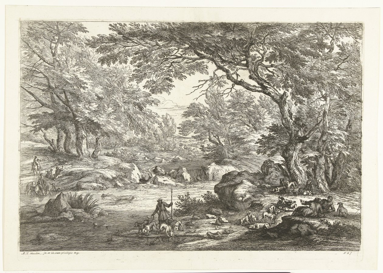 Landskab med hvilende jægere Landskaber med jægere (serietitel) af Adriaen Frans Boudewyns