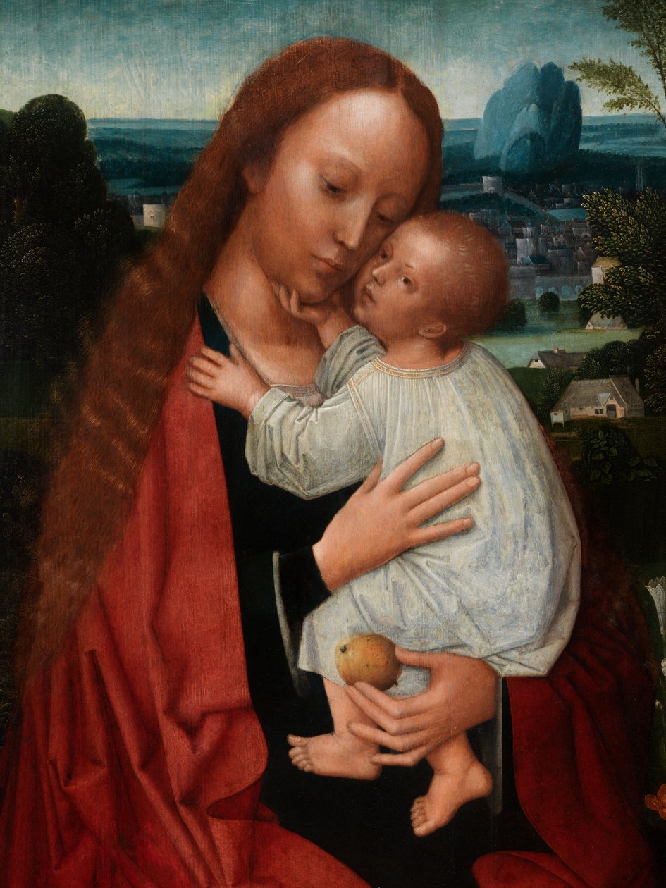 Detalje af Madonna med Johannes Døberen og Saint Jerome (olie på panel) af Adriaen Isenbrandt or Isenbrant