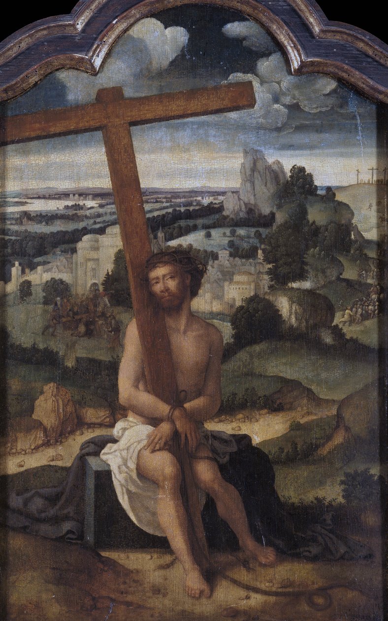 ""Sorgernes Kristus"" (Sorgernes Mand) Maleri af Adriaen Isenbrant (1490-1551) Begyndelsen af ​​det 16. århundrede Olie på træ Dim 46x29 cm Museo del Prado, Madrid af Adriaen Isenbrandt or Isenbrant