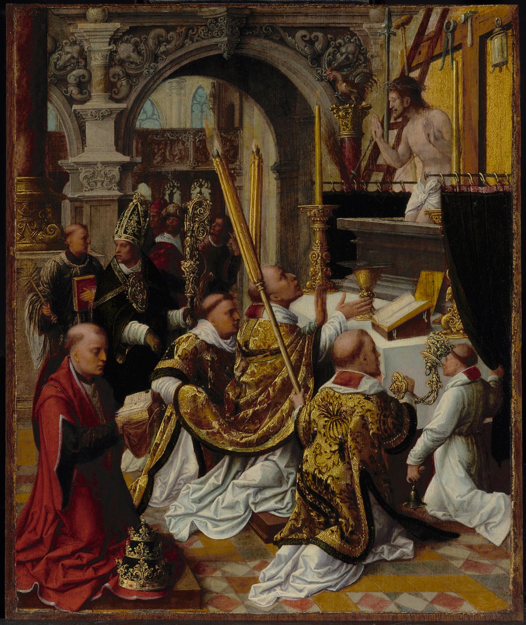 Sankt Gregor den Stores messe (540-604) af Adriaen Isenbrandt or Isenbrant