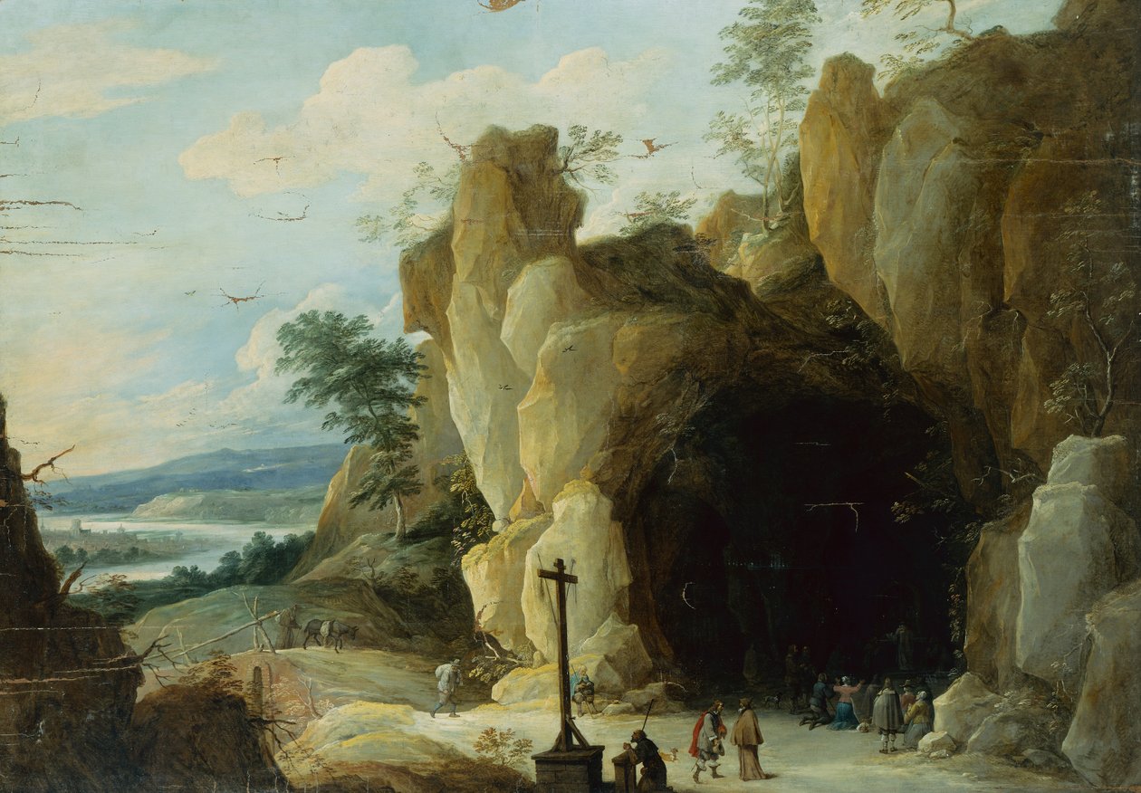 Resten på flugten til Egypten (olie) af Adriaen Isenbrandt or Isenbrant
