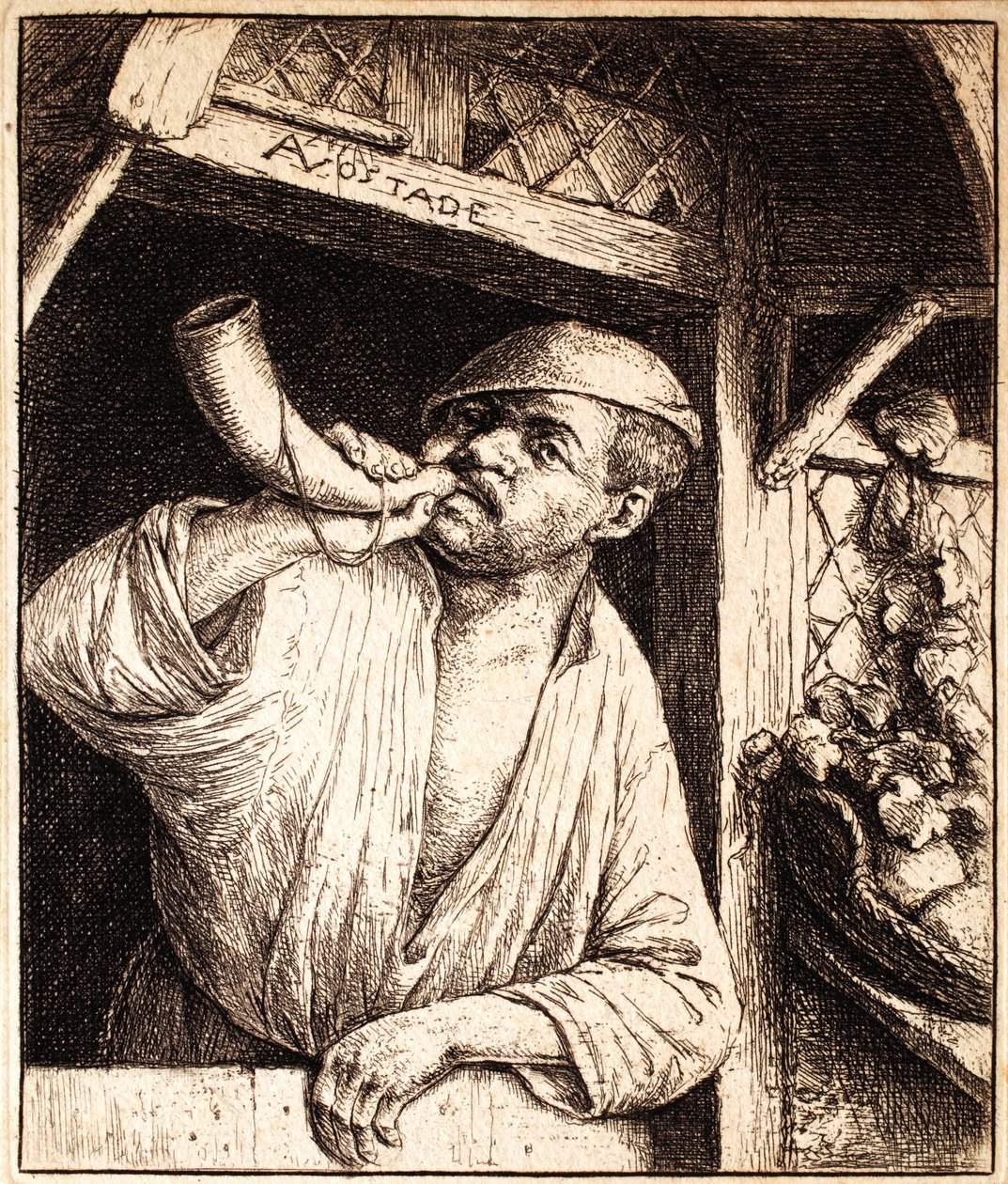 Bager slår sit horn, ca. 1670 af Adriaen Jansz. van Ostade