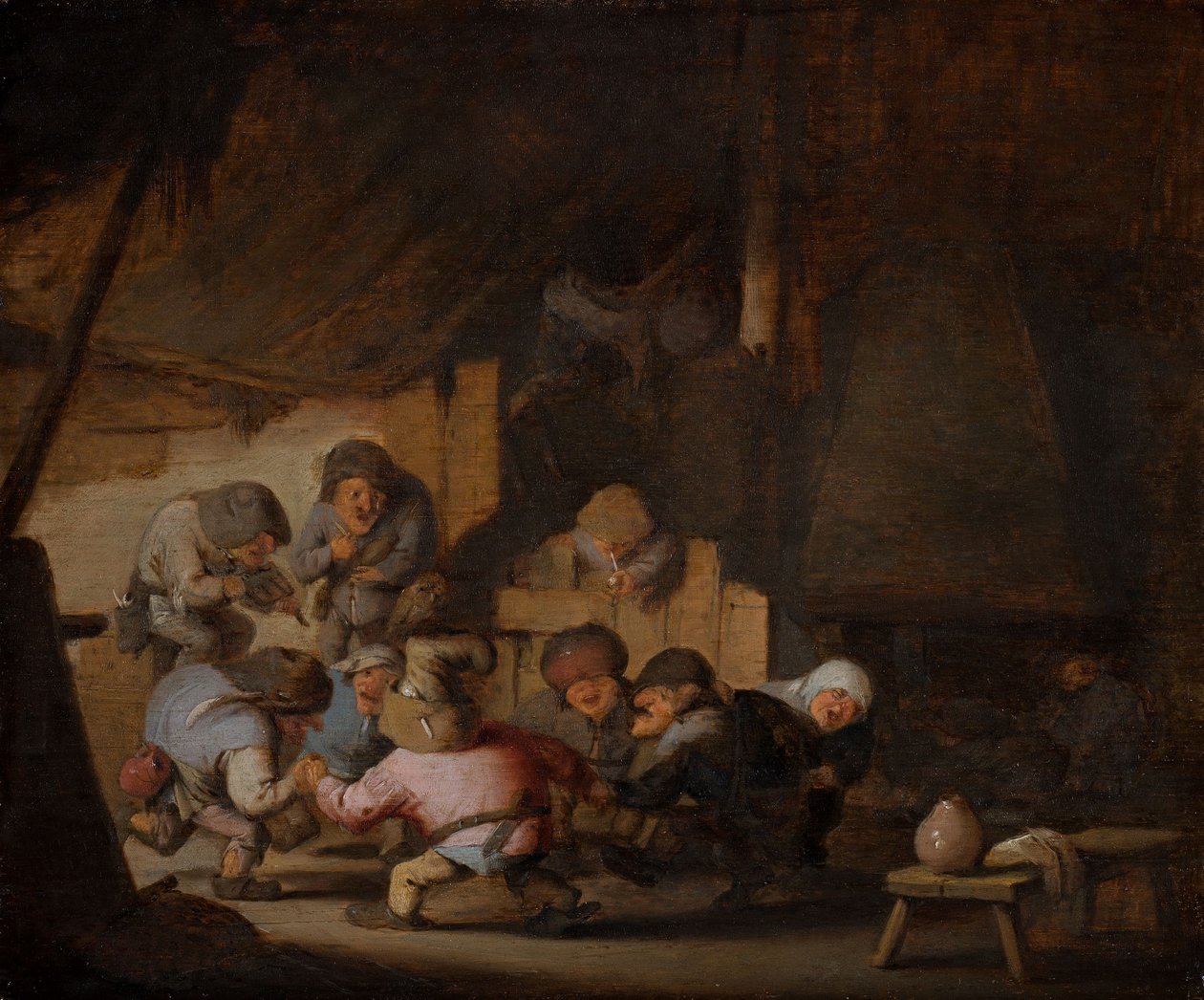 Dansende dværge i en bondes kro, ca. 1635 (olie på træ) af Adriaen Jansz. van Ostade