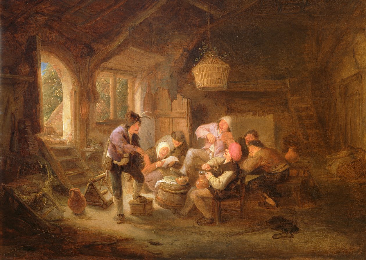 Drikkescene (olie på kobber) af Adriaen Jansz. van Ostade