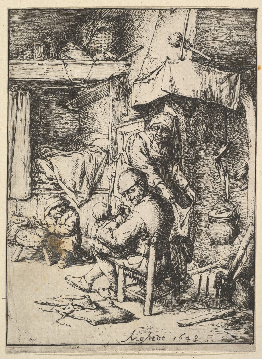 Fader fodrer sit Barn, 1610-85. af Adriaen Jansz. van Ostade