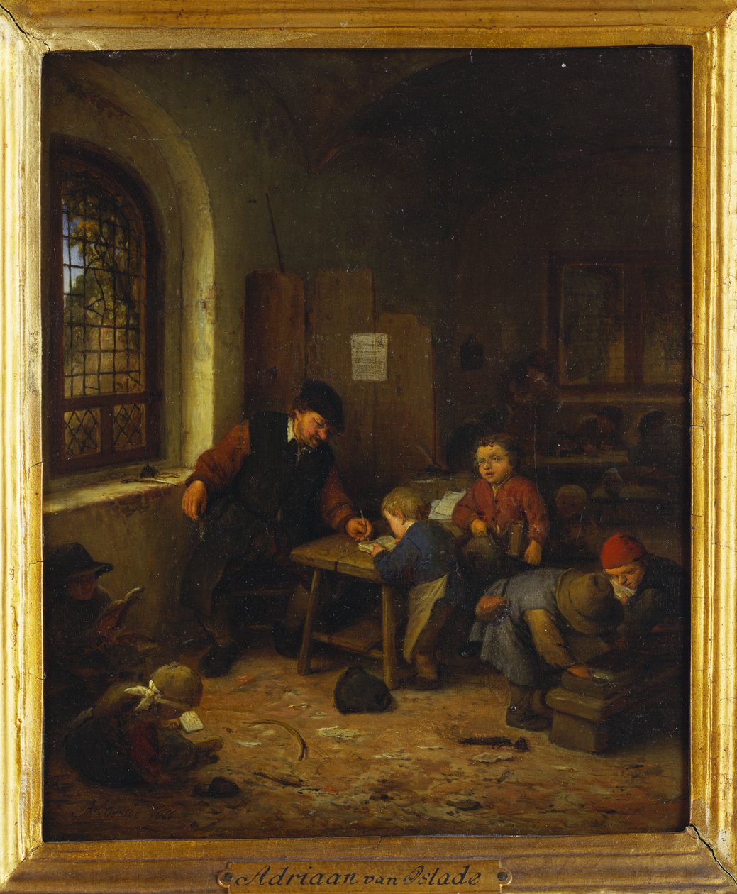 Interiør af en skolestue, 1666 af Adriaen Jansz. van Ostade