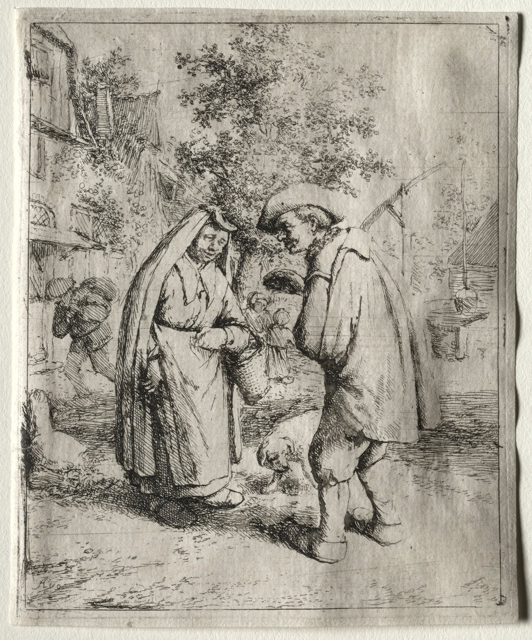 Mand taler med en kvinde. af Adriaen Jansz. van Ostade