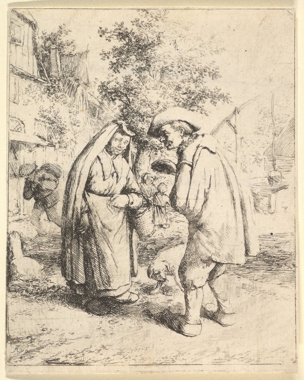 Mand taler med en kvinde, 1610-85. af Adriaen Jansz. van Ostade