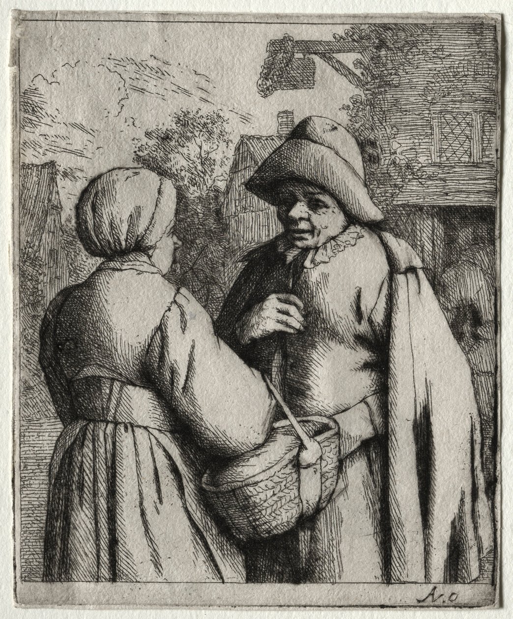 Mand og kvinde samtaler. af Adriaen Jansz. van Ostade