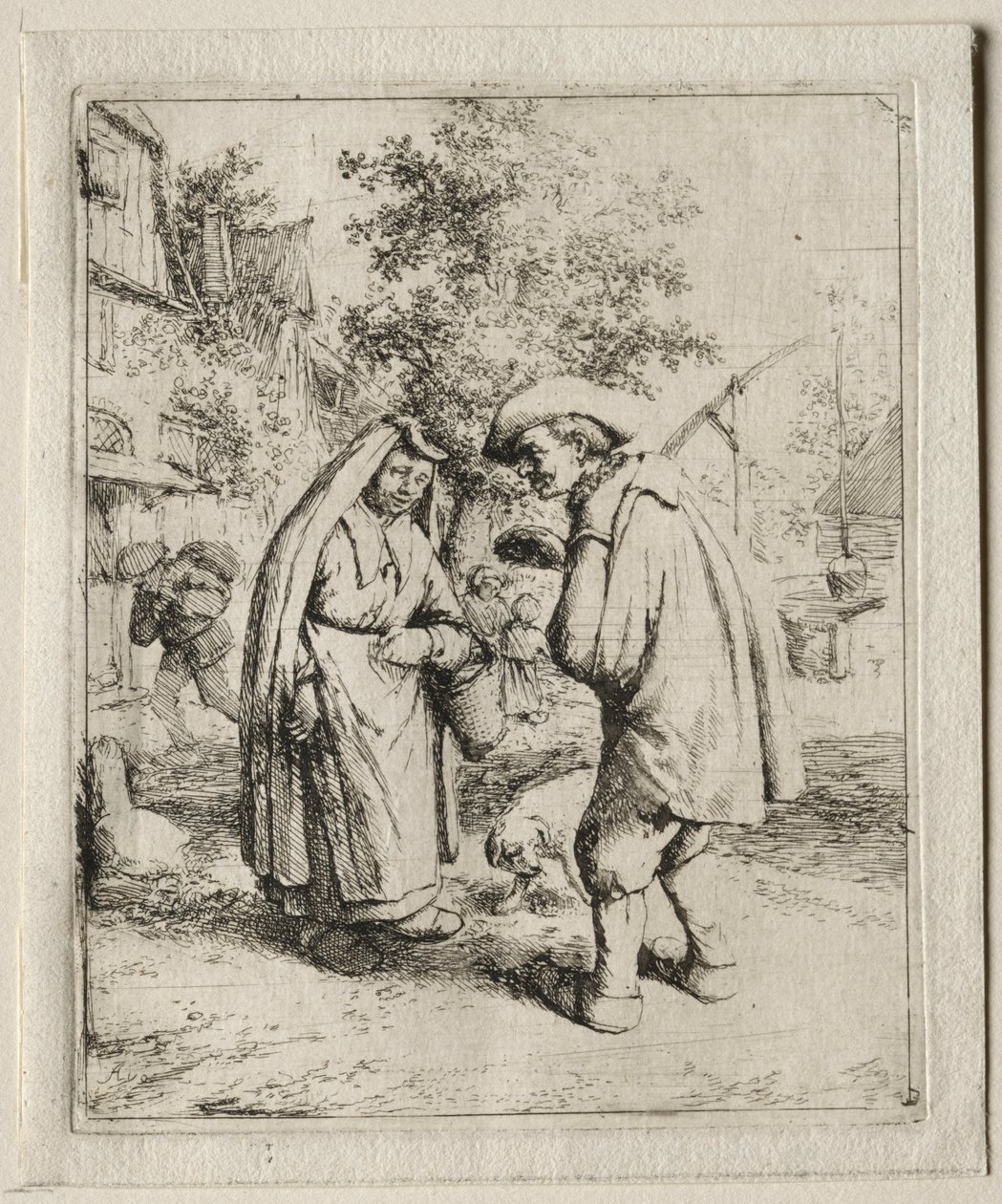 Bonde i samtale med en kvinde. af Adriaen Jansz. van Ostade