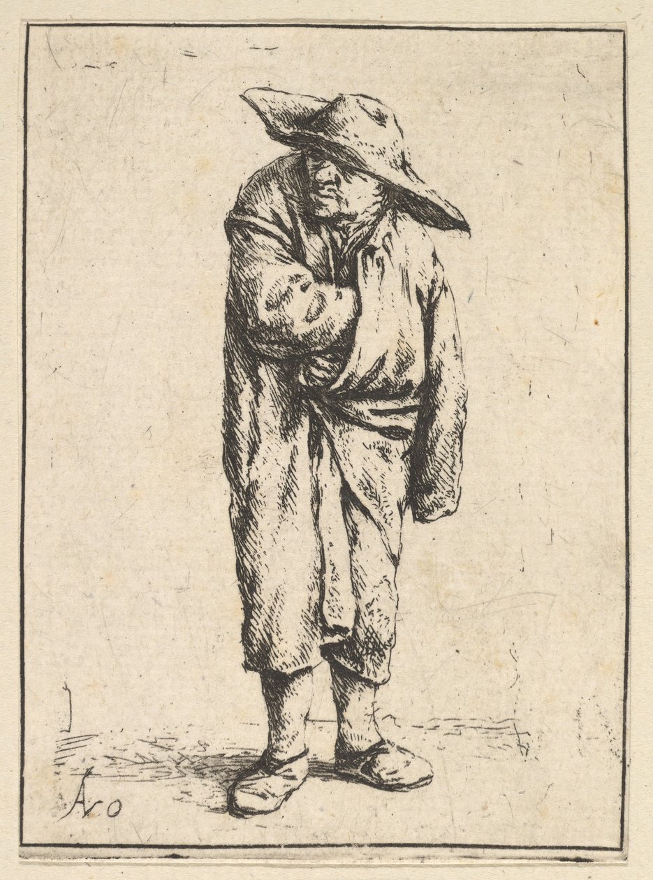 Bonde svøbt i sin Kappe, 1610-85. af Adriaen Jansz. van Ostade