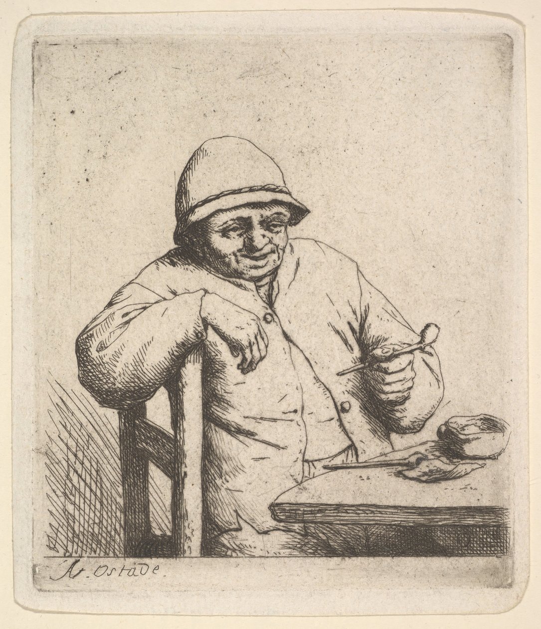 Bonde med Pibe, 1640-80. af Adriaen Jansz. van Ostade