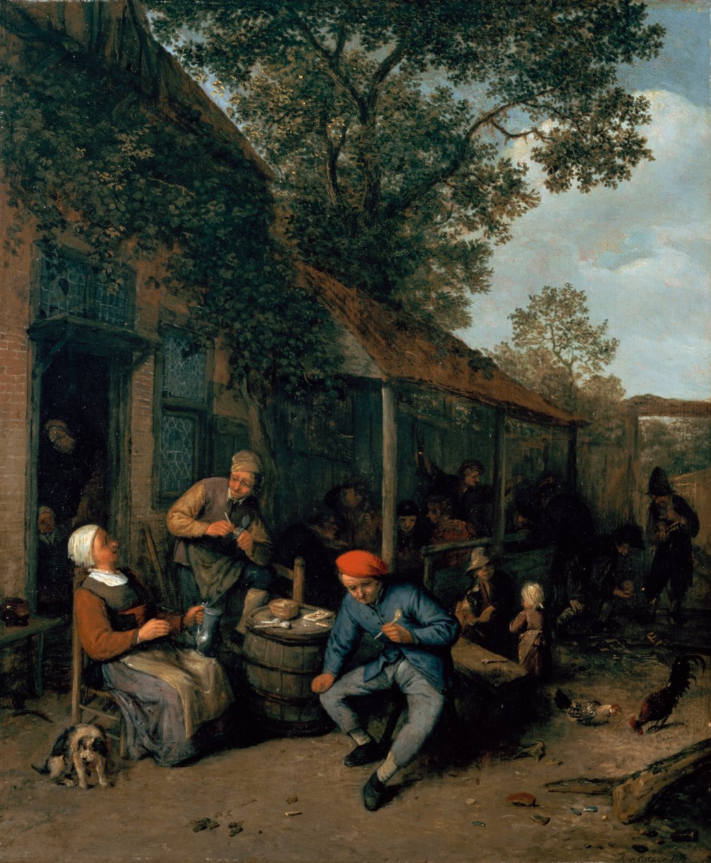 Bønder, der ryger og fester uden for et værtshus, 1676 af Adriaen Jansz. van Ostade