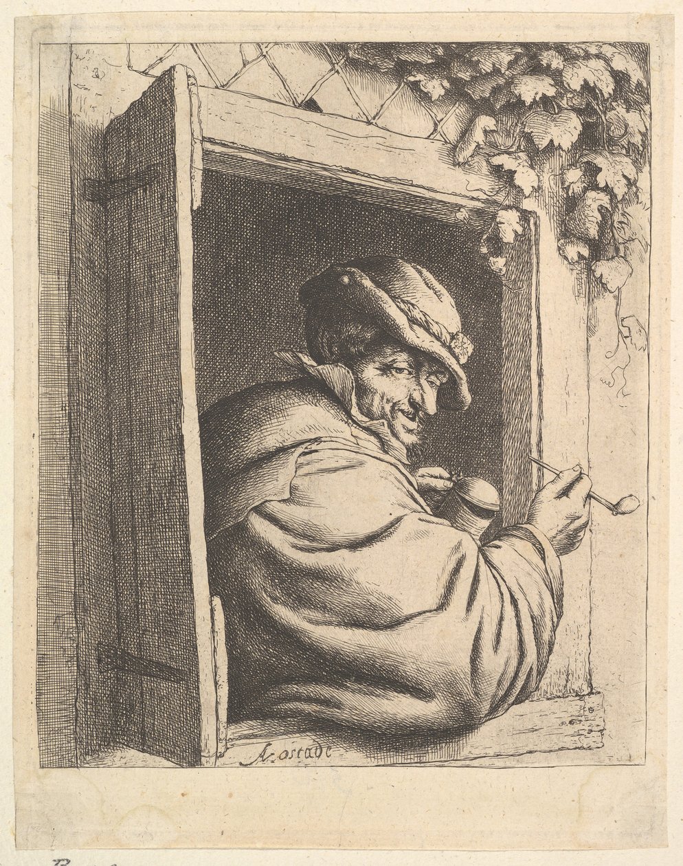 Ryger ved vinduet, 1610-85. af Adriaen Jansz. van Ostade