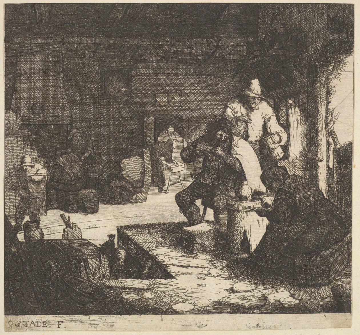 Rygere på kroen, 1610-85. af Adriaen Jansz. van Ostade