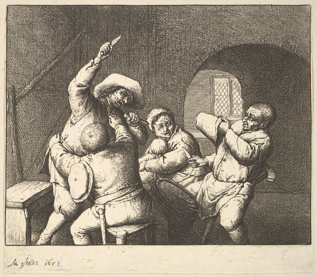 The Knife Thrust, 1610-85. af Adriaen Jansz. van Ostade