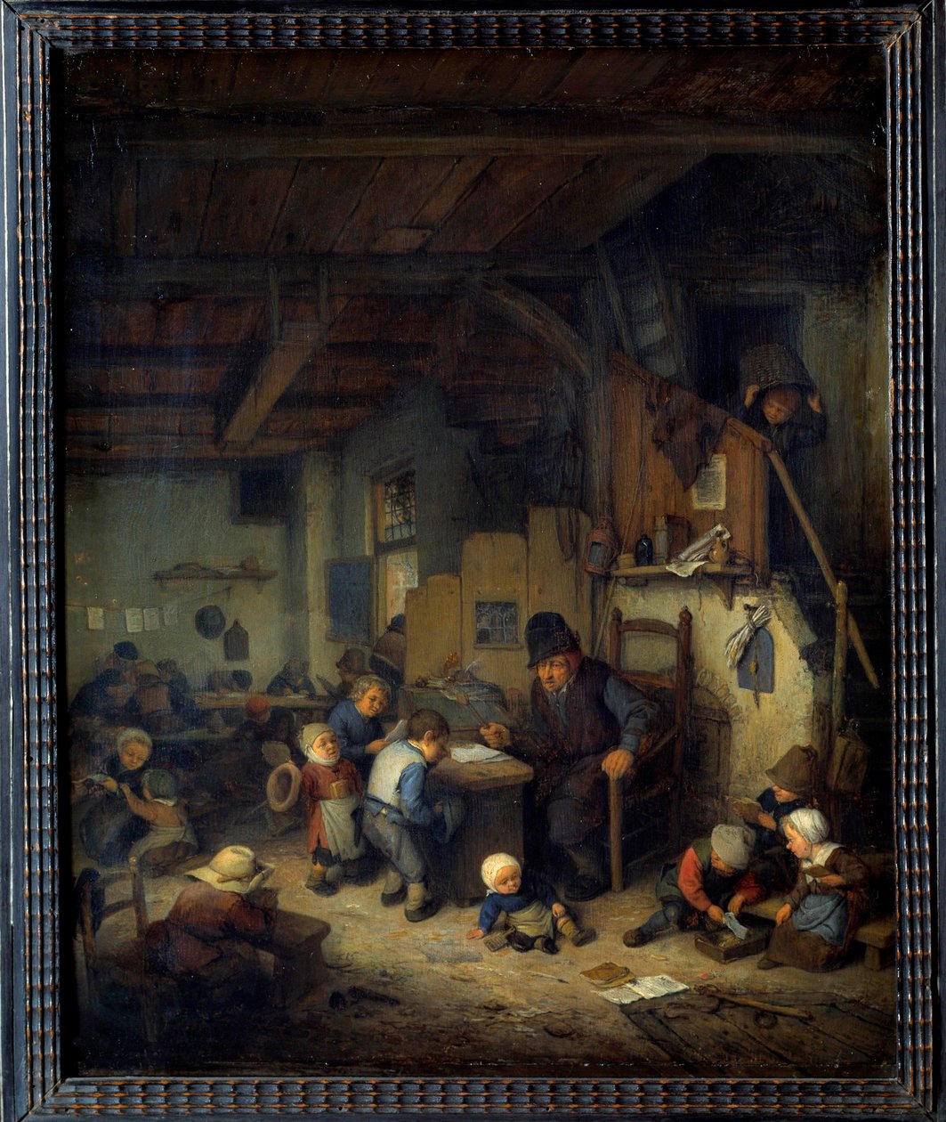 Skolemesteren i Scene-klassen, en gammel lærer med små elever fra yndlingsbaggrunde. Maleri af Adrien van Ostade (1610-1685) 1662 søn. 0,4x0,32 m af Adriaen Jansz. van Ostade