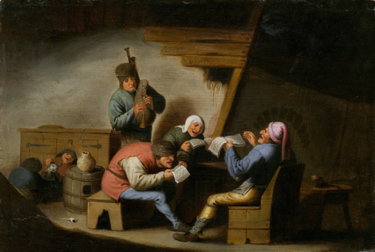 Landsbysangerne - landsbysangerne - Maleri af Adriaen Jansz van Ostade (1610-1685) - Olie på træ - 21,8x32,2 - Nationalgalleriet, Prag af Adriaen Jansz. van Ostade