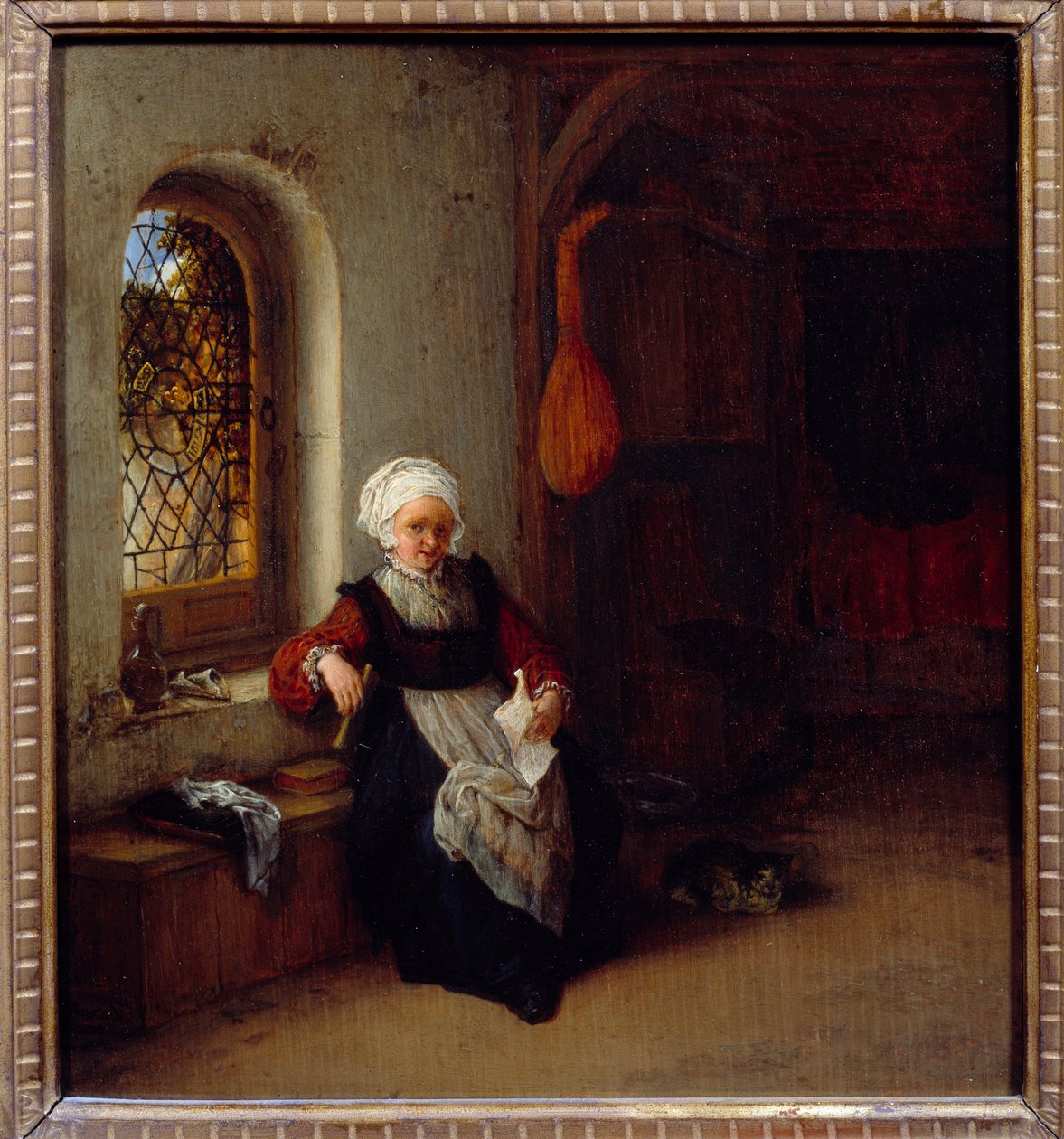 Kvinden har brevet. Maleri af Adrien Van Ostade (1610-1685) Ec. Hol. af Adriaen Jansz. van Ostade