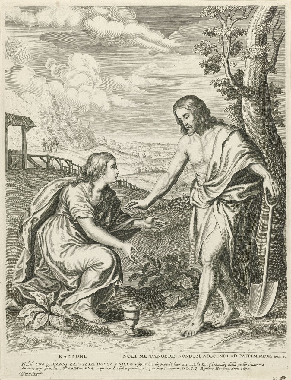 Kristus viser sig som gartner for Maria Magdalene af Adriaen Lommelin