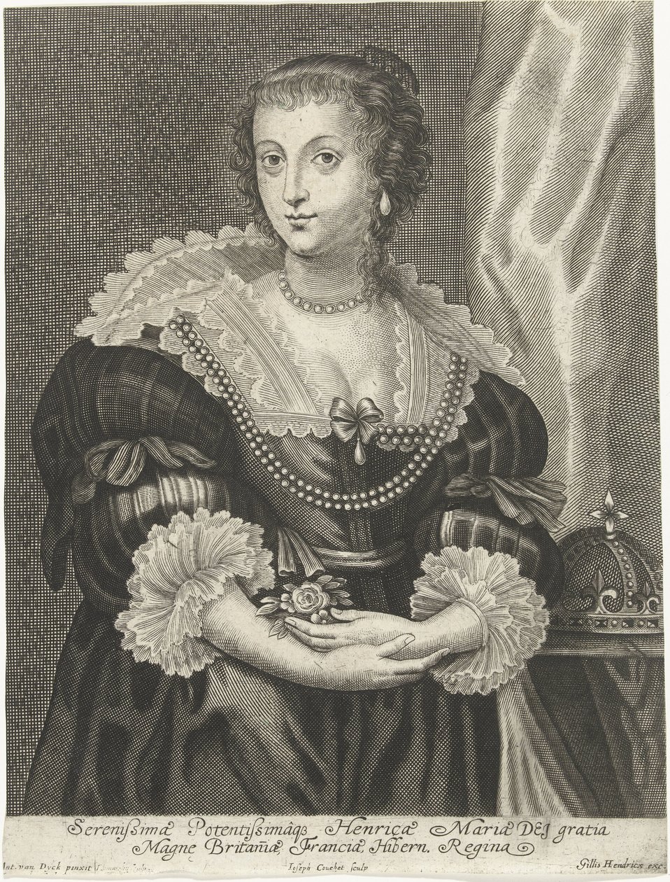 Portræt af Henrietta Maria, hustru til Charles I af England af Adriaen Lommelin