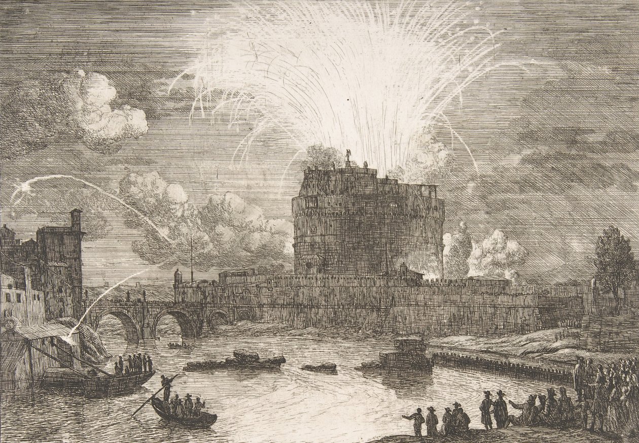 Fyrværkeri i Rom over Castel Sant