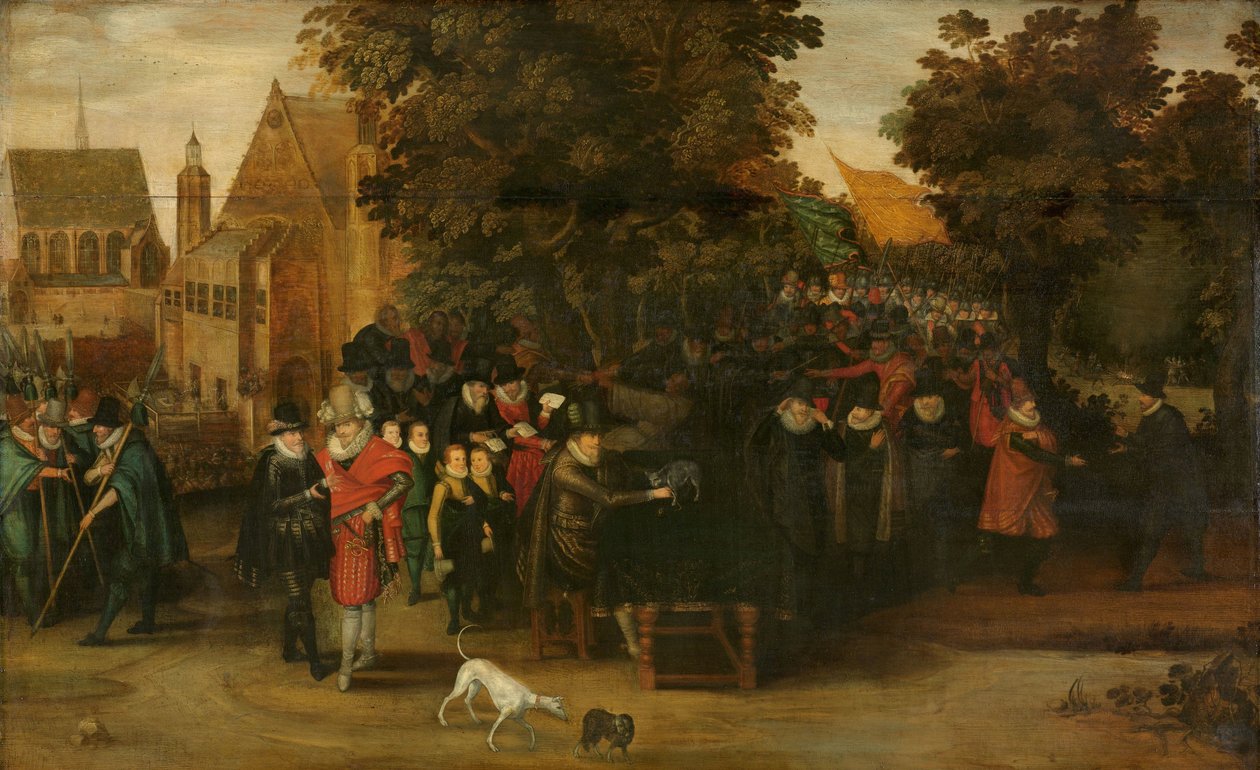 Satirisk udstilling om hollandsk politik omkring 1619 af Adriaen Pietersz van de Venne (follower of)