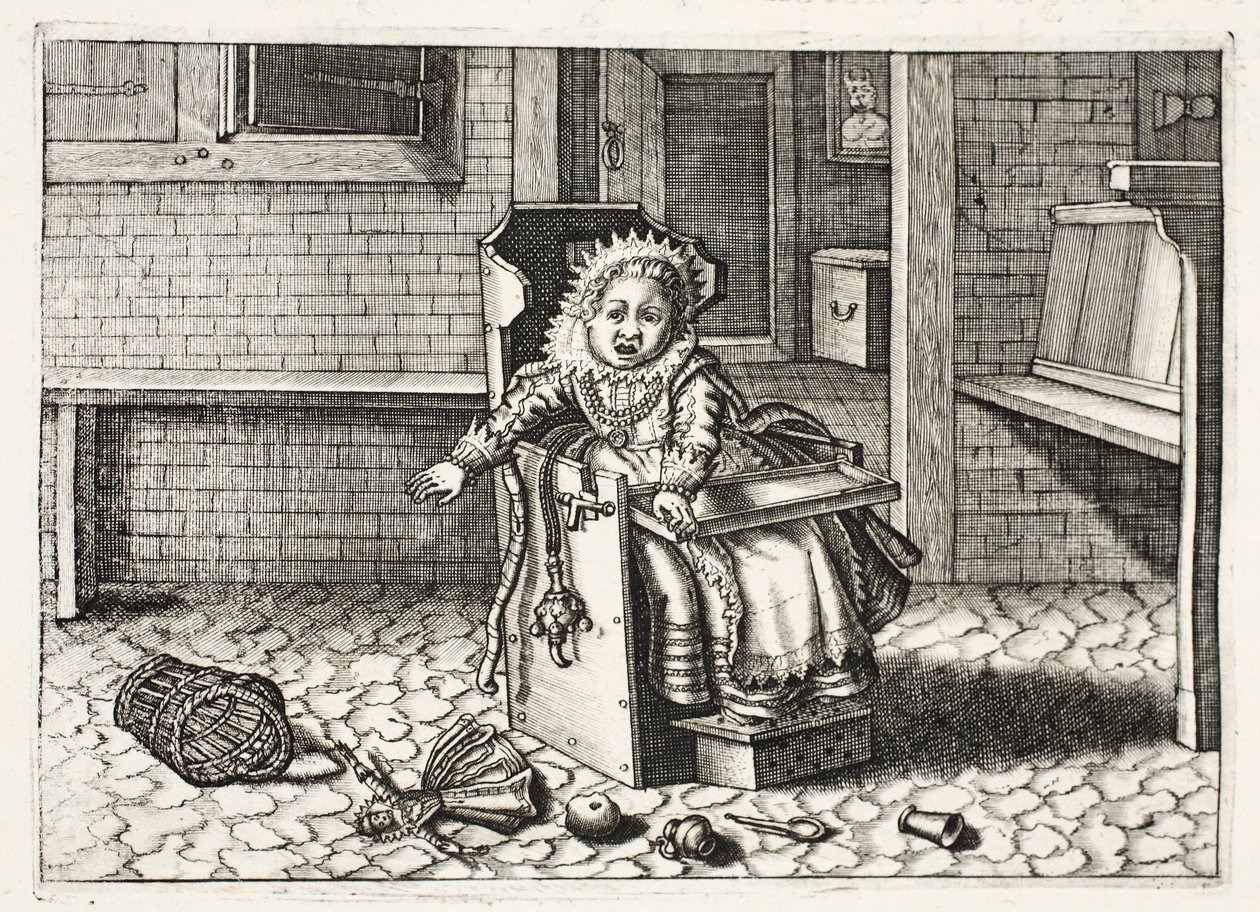 Baby græder efter sit legetøj, illustration fra 