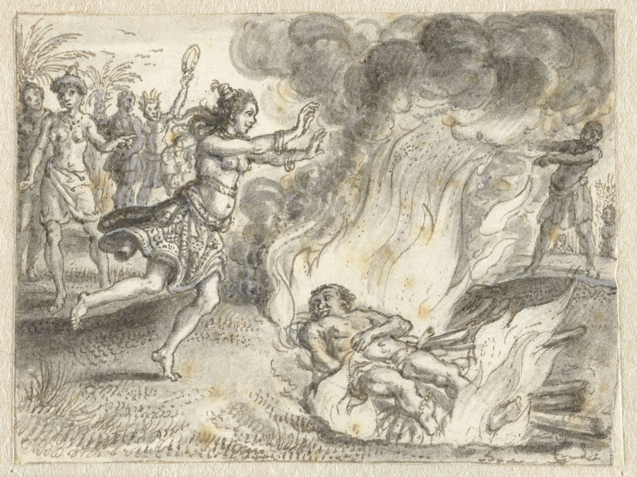Ligbrænding som praktiseret af mennesker i et fjerntliggende land af Adriaen Pietersz van de Venne