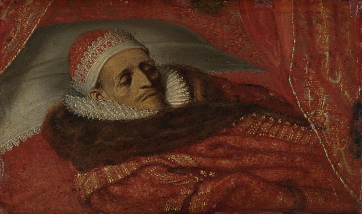 Stadholder Prins Maurice ligger i staten Maurits (1567-1625), Prins af Orange, liggende i staten, 1625 af Adriaen Pietersz van de Venne