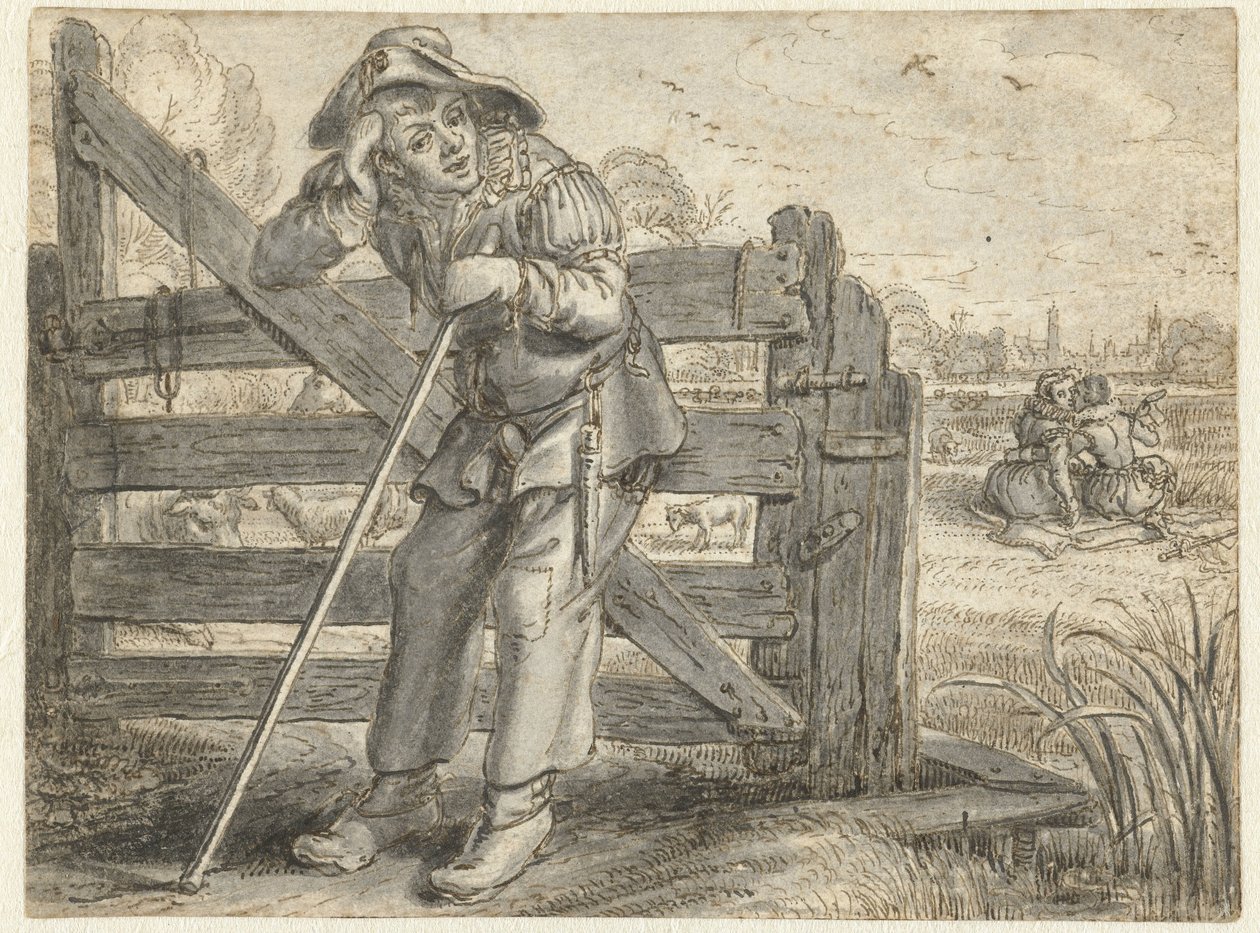 The Crazed Amour of Fat Leendert og Lijsje Teunis, med Joncker Maerten af Adriaen Pietersz van de Venne