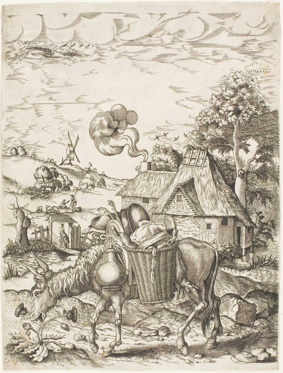 Æselet fyldt med mad, fra Emblematic Figures of Animals af Adriaen Pietersz. van de Venne