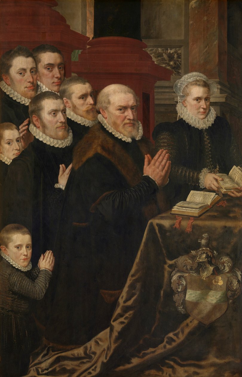 Golgata og familien af Gillis de Smidt og Maria de Deckere (olie på panel) af Adriaen Thomasz Key