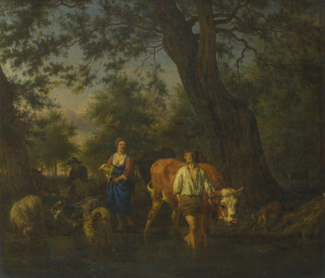 Bønder med kvæg der vade en bæk, ca 1662 af Adriaen Velde van de