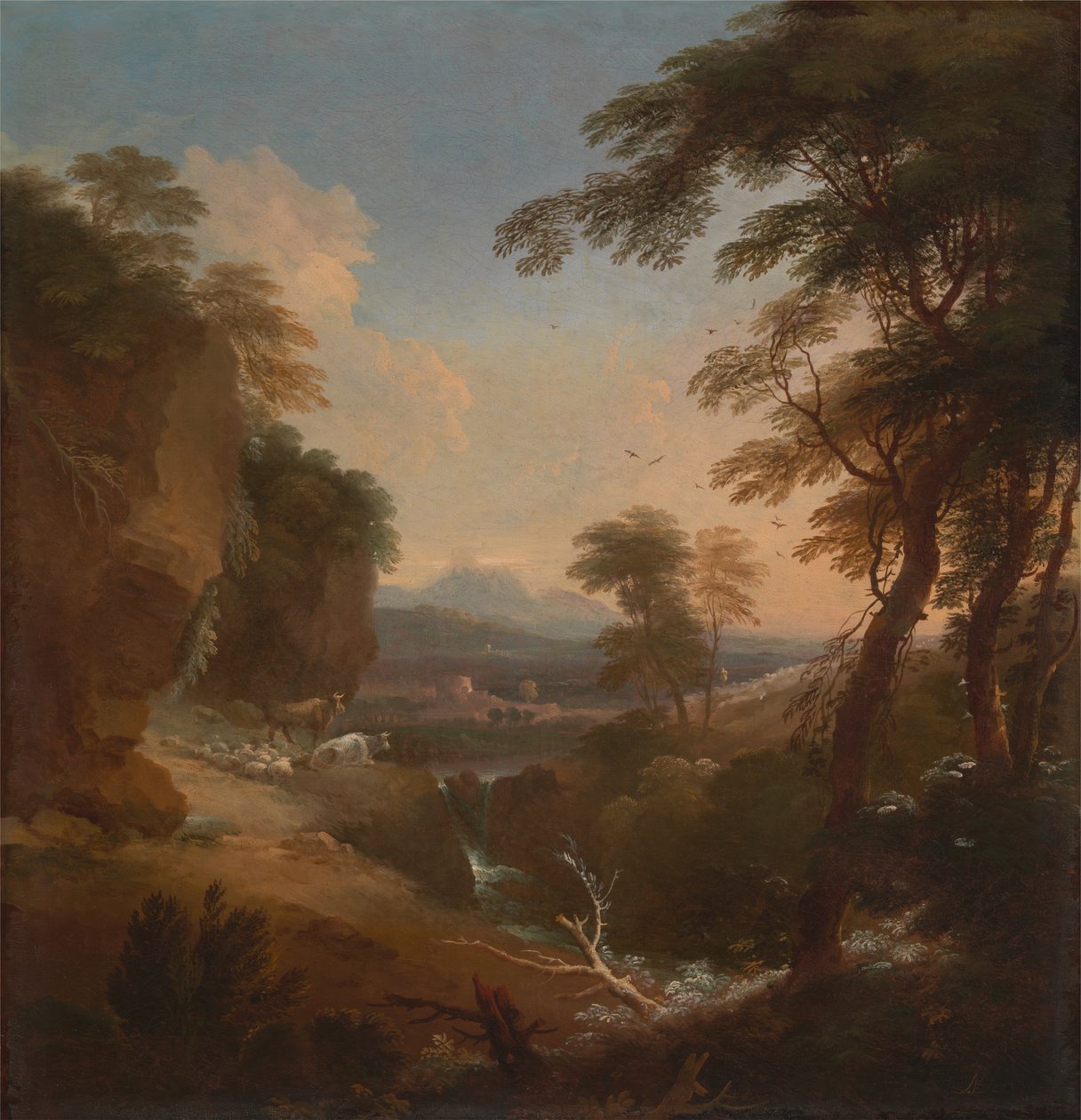Landskab med fjerne bjerge, ca. 1698. af Adriaen van Diest