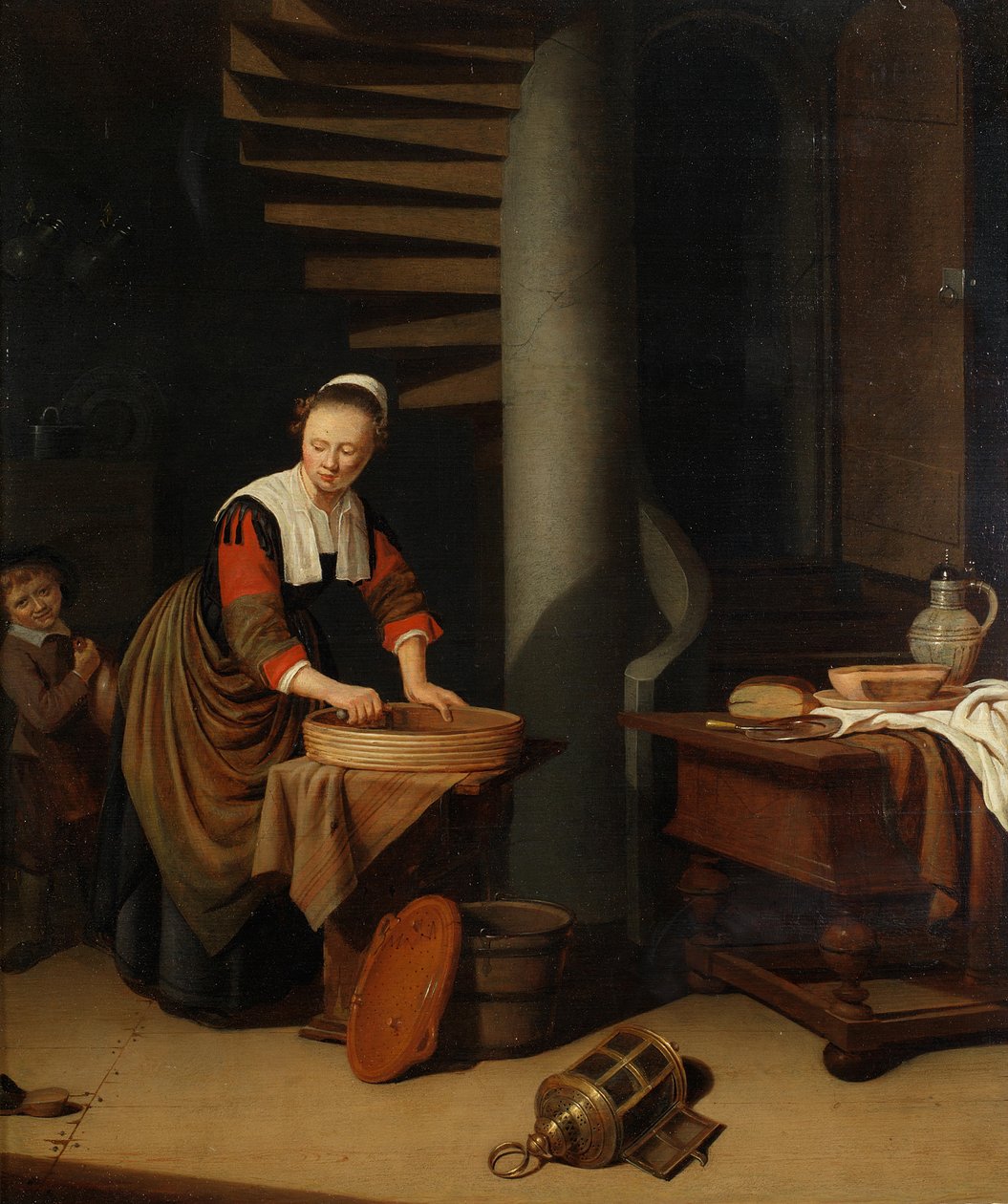 En køkkenpige, der stryger af Adriaen van Gaesbeeck
