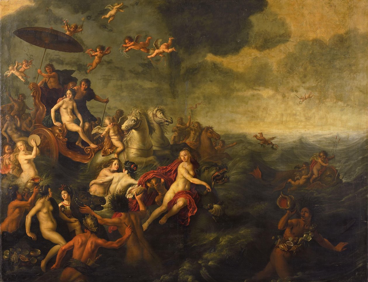 Galatea og Acis (Ovid, Metamorphoses, bog XIII) af Adriaen van Nieulandt (I)