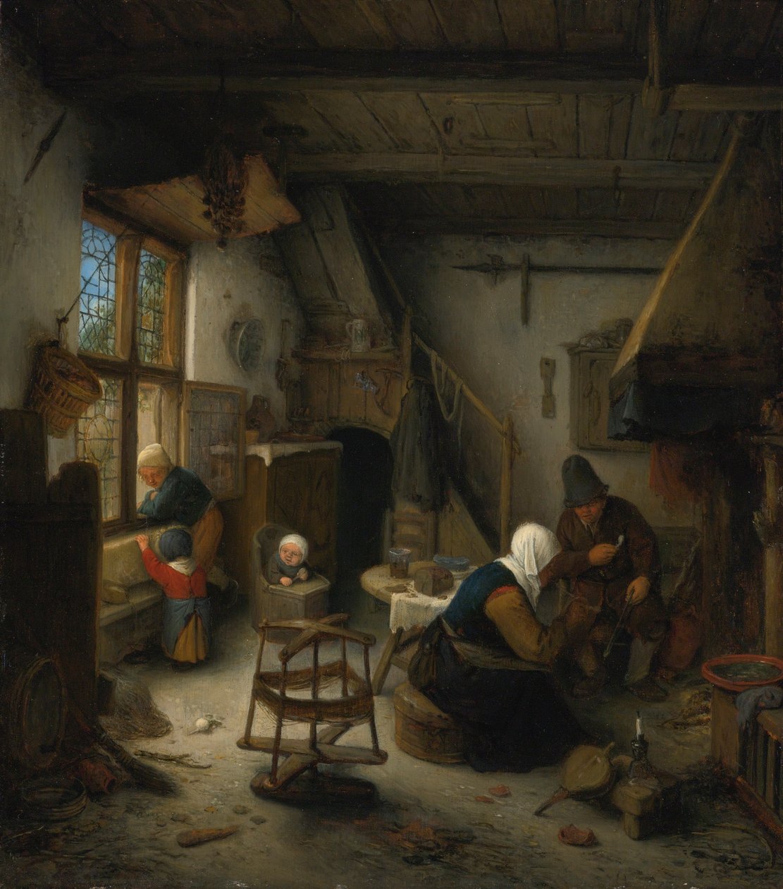 En bondefamilie i en hytte efter et måltid af Adriaen van Ostade