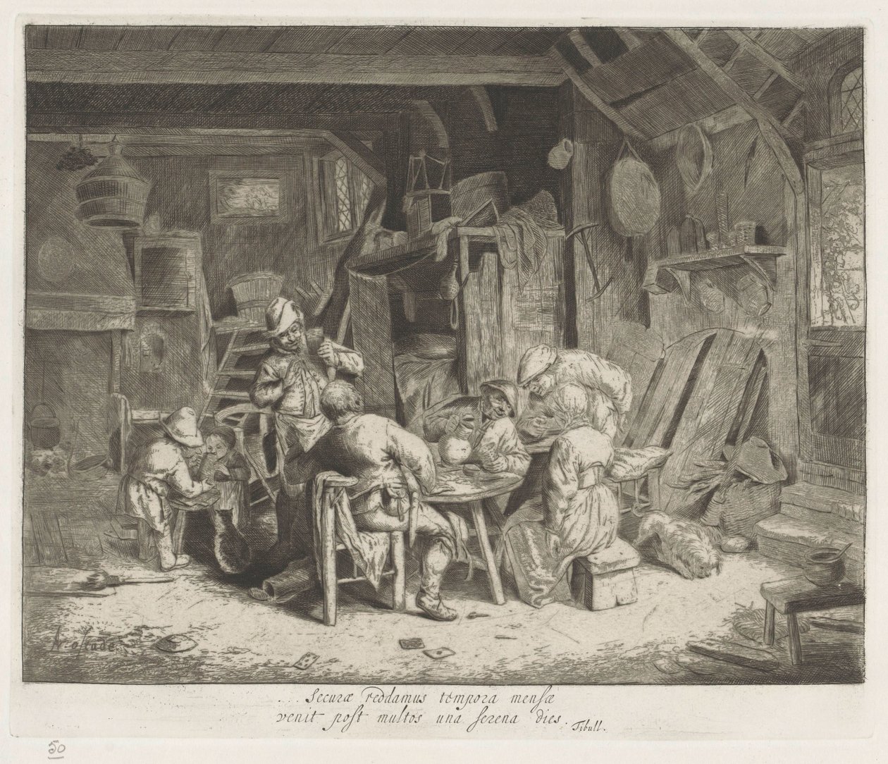 At dyrke et måltid i en kro af Adriaen van Ostade