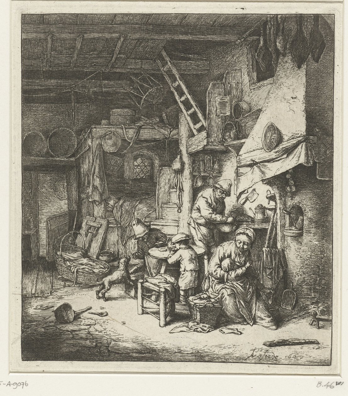 Landmandsfamilie i interiør Husstanden af Adriaen van Ostade