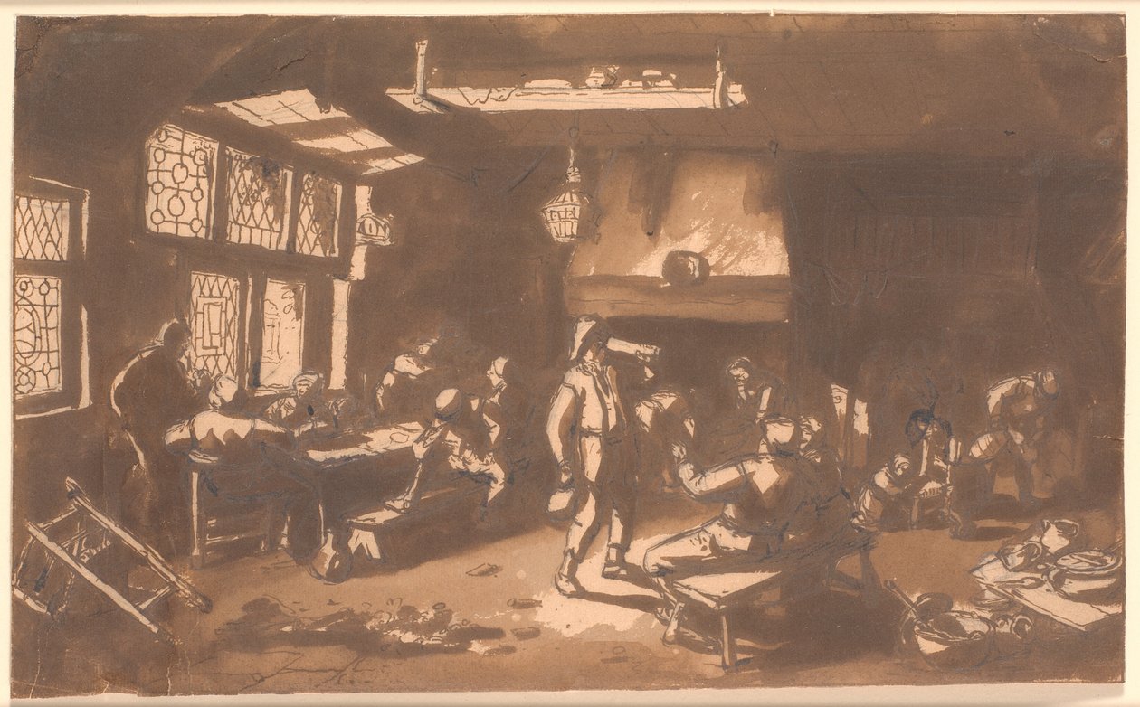 En krostue med talrige gæster af Adriaen van Ostade