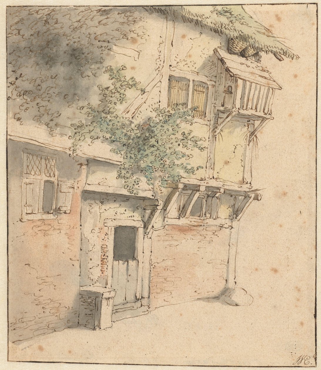 Facade af et tilgroet hus af Adriaen van Ostade